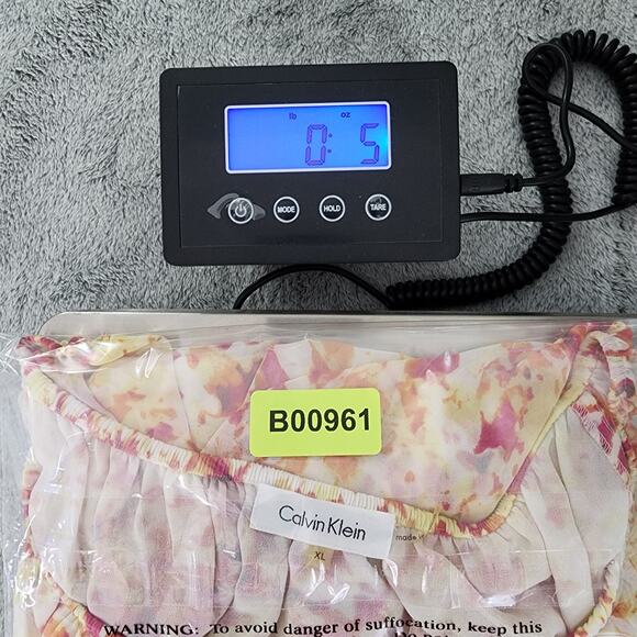 Calvin Klein Top Womens XL Orange Chiffon Lined Short Sleeve Blouson Peplum Tie - Picture 10 of 10